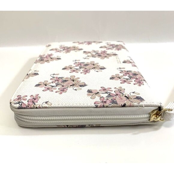 Laura Jones Wristlet Wallet Pink Flowers Zippers Card Slots Clear Window - Picture 8 of 12